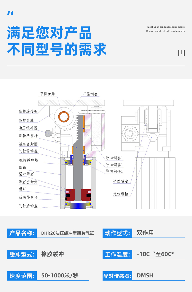 油压缓冲型侧姿组气缸